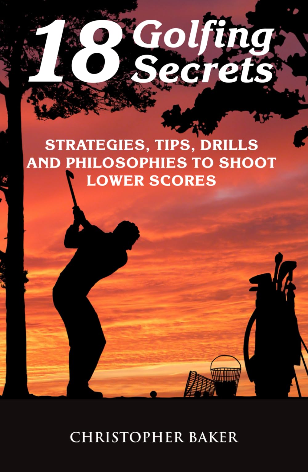 Majosta 18 Golfing Secrets cover with a golfer planning shots to improve decisions.