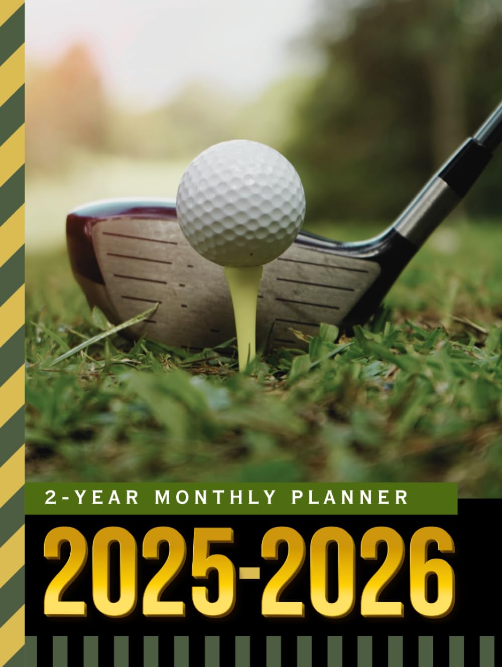 Majosta 2-Year Planner with golf-themed cover helps organize sports schedules.
