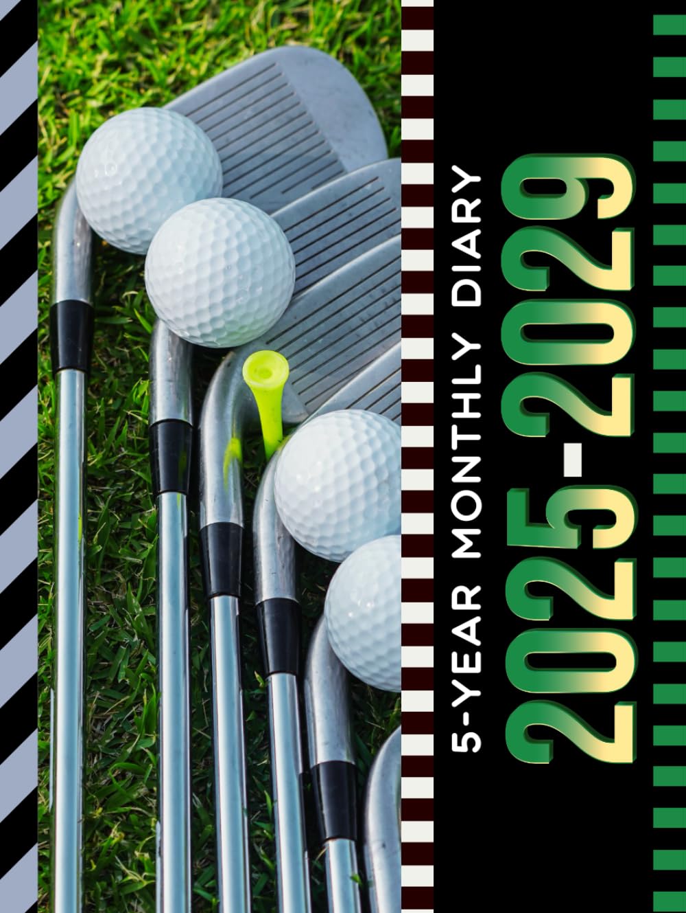 Majosta 5-year planner cover featuring golf sports art, ideal for long-term goal tracking.