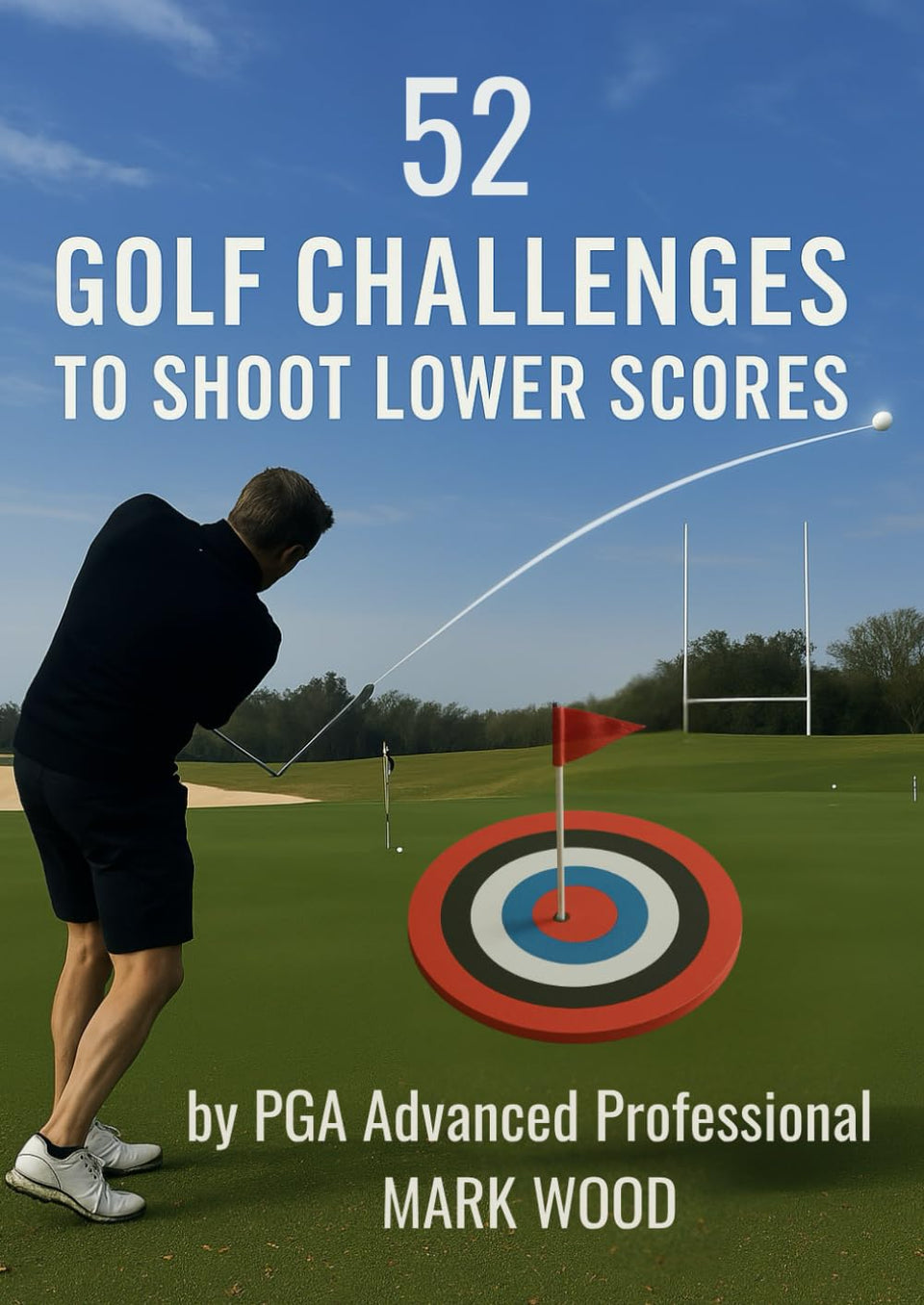 Majosta 52 Golf Challenges cover shows a golfer planning shots to improve scoring and confidence.
