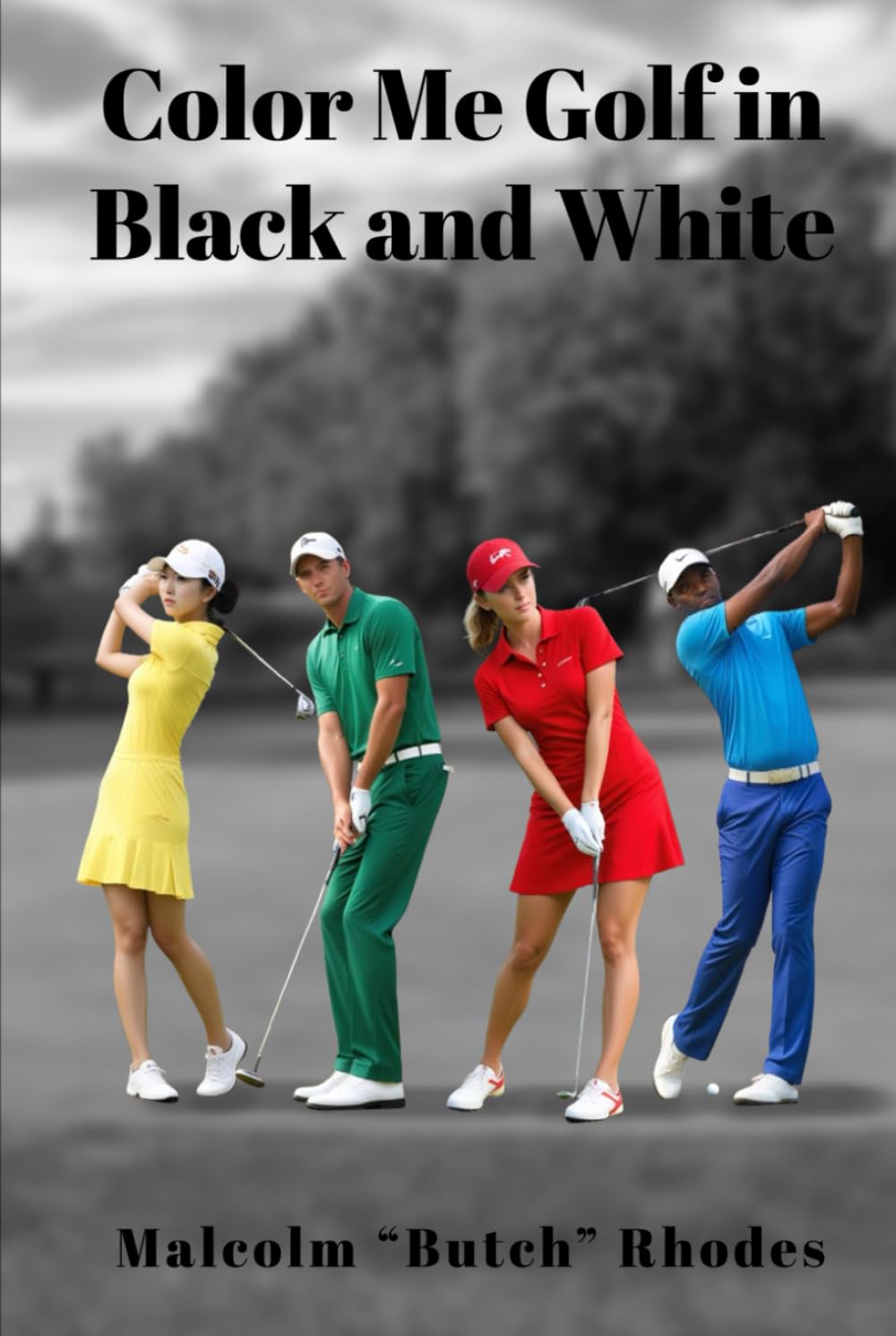 Majosta Color Me Golf in Black and White book cover - beginner-friendly guide to mastering golf basics.