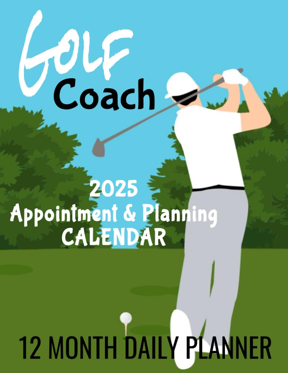 Majosta Golf Coach Planner cover shows a 12-month daily schedule for organized appointments.