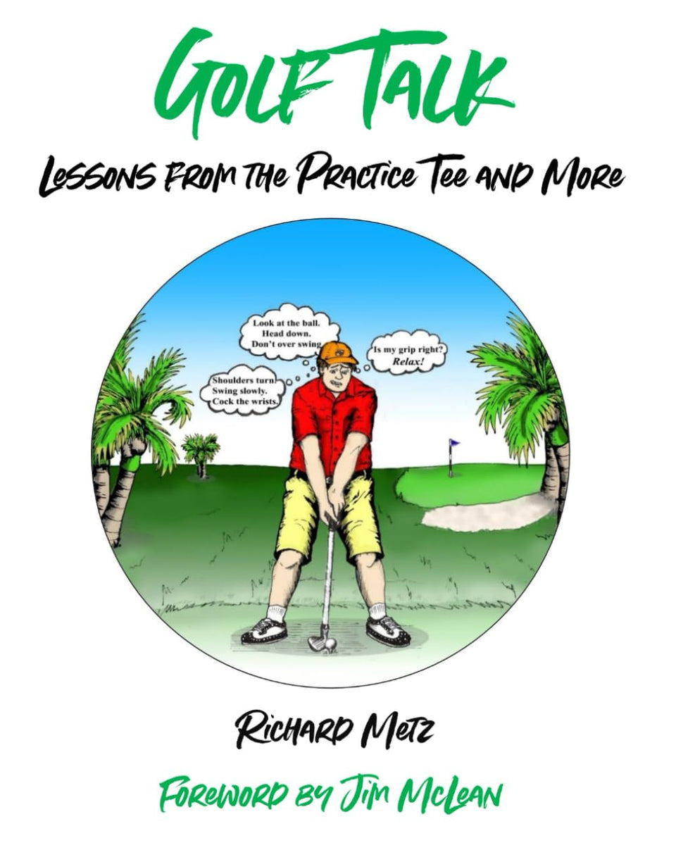 Majosta Golf Talk practice tee image showing swing tips and storytelling.