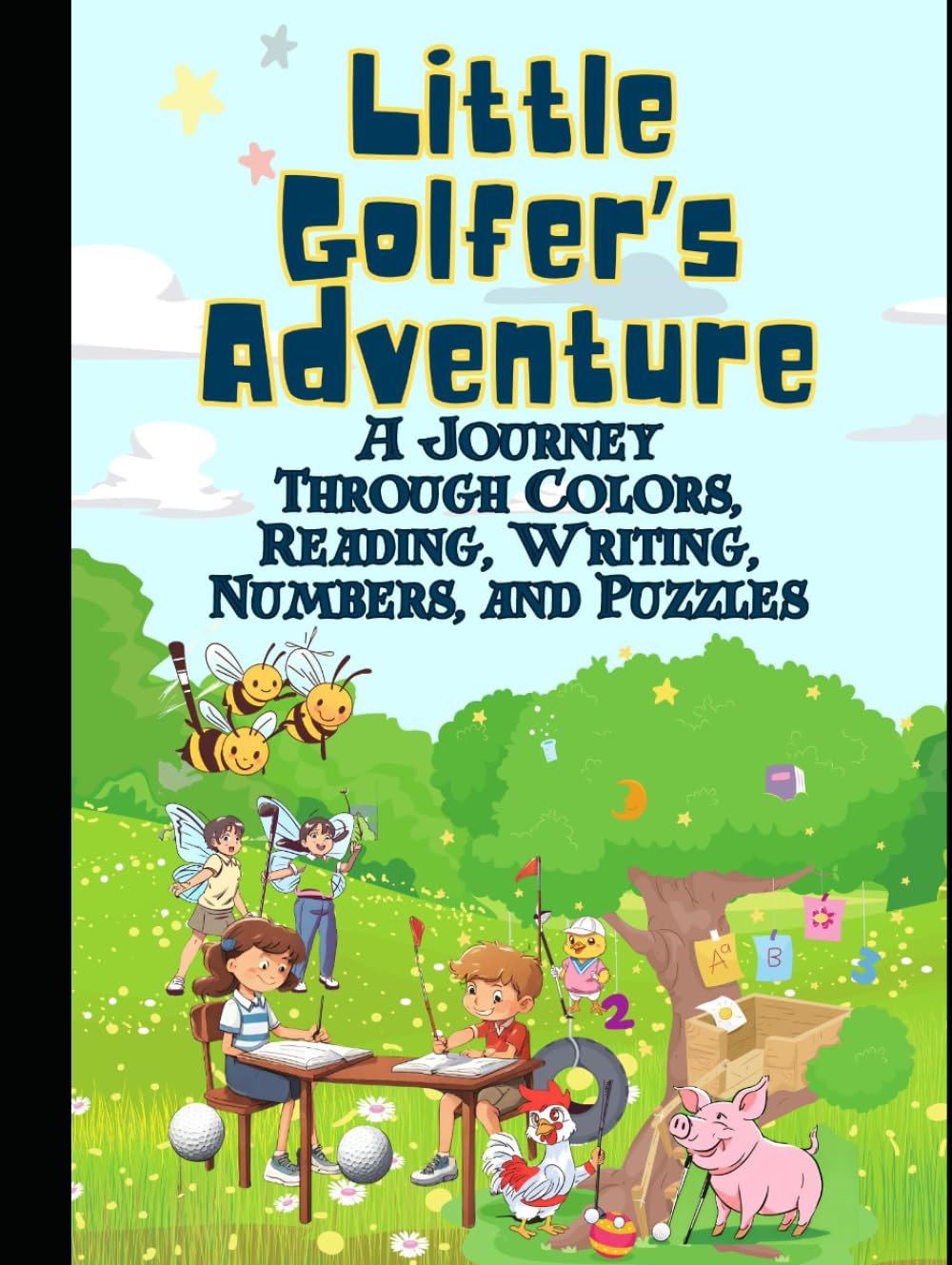 Majosta Little Golfer Adventure cover featuring colorful activities to boost early reading, writing, and counting skills.