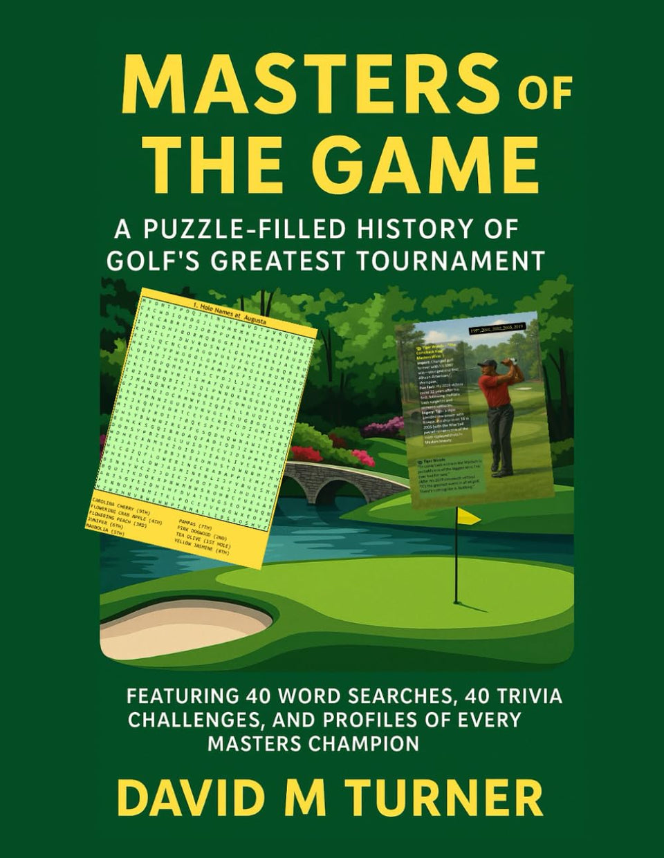 Majosta Masters of the Game puzzle book cover, inviting golf fans to explore history and challenges