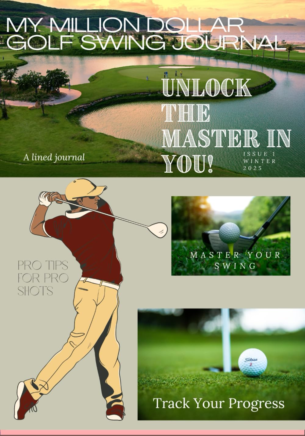 Majosta My Million Dollar Golf Swing Journal cover, ideal for planning smarter practice sessions and goal tracking.