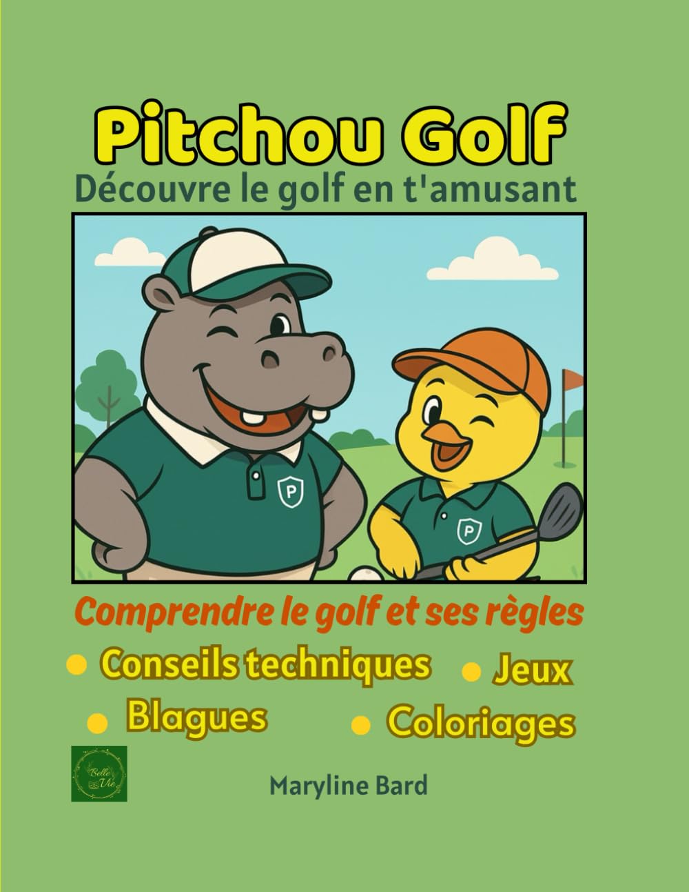 Majosta Pitchou Golf activity book cover is colorful and kid-friendly for early golf interest.