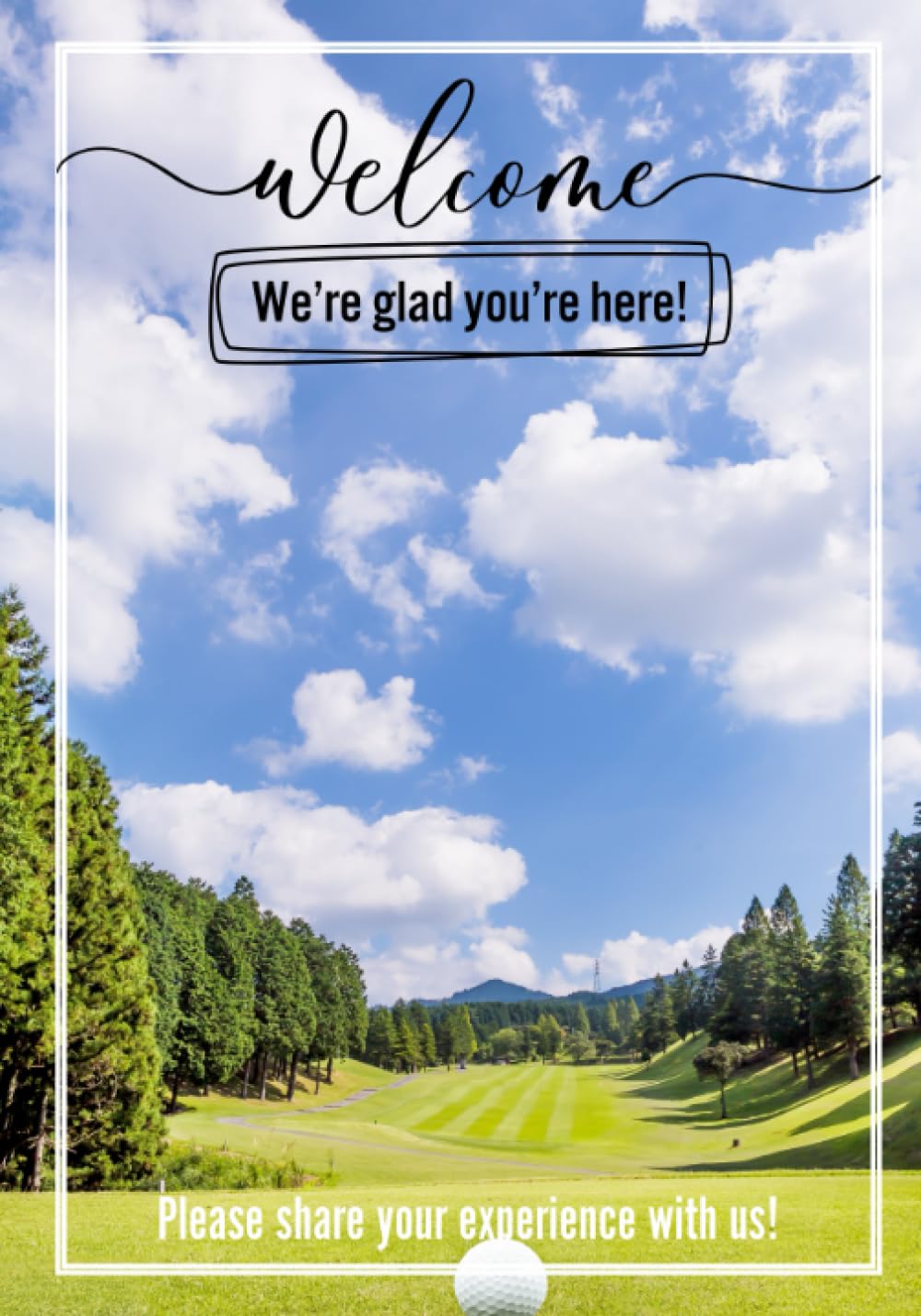 Majosta Welcome to Our House Golf 3 cover; ideal guestbook for feedback and local recommendations.