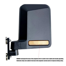 Mamiko impact-resistant plastic housing protects the mirror in all weather.