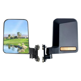 Mamiko universal magnetic side mirror on EZGO golf cart provides wider, clearer view.