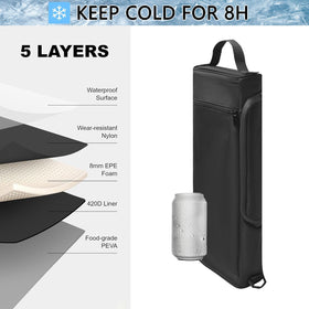 Manetta golf bag cooler tucked inside demonstrates discreet, portable refreshment during play.