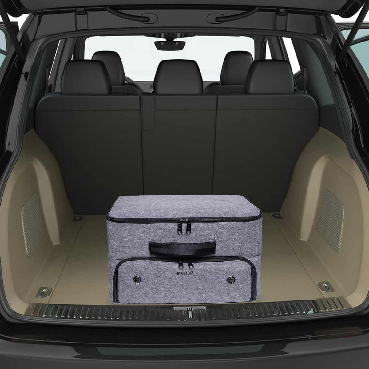 MAQTOIZ Golf Trunk Organizer grey compact design.