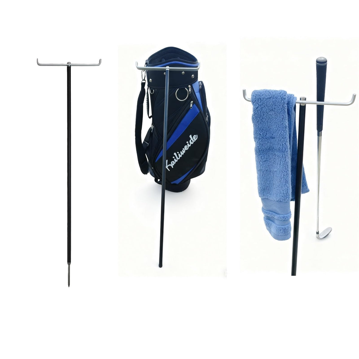Mars Golf Bag Stand Attachment keeps the bag upright for easy club access.