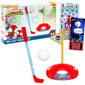 Marvel Spidey tabletop golf club for on-table play and party fun.