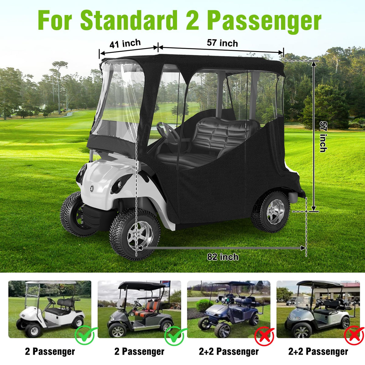 MASHELLY rain enclosure side view with accessible zippered entry for EZGO