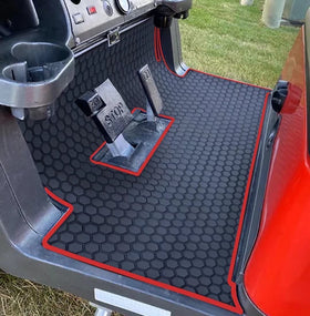 Matericuo Golf Floor Liner full coverage showing snug fit for Club Car interiors.