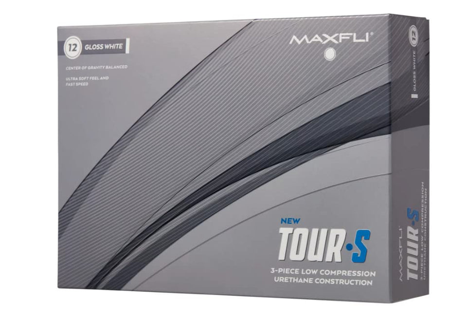 Maxfli 2023 Tour S golf balls white 12-pack for consistent flight.