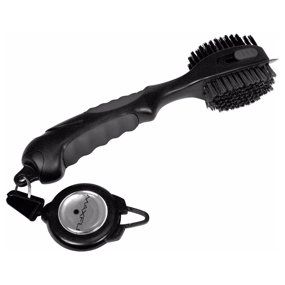 Maxfli Groover Brush with retractable clip cleans grooves for consistent spin