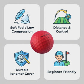 Maxfli SoftFli durable ionomer cover resists wear during practice