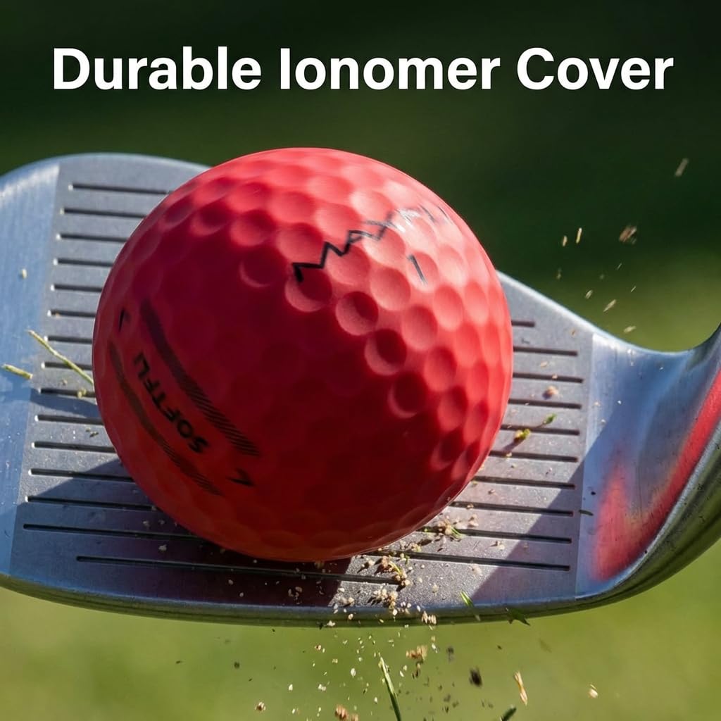 Maxfli SoftFli matte red finish improves tracking in flight