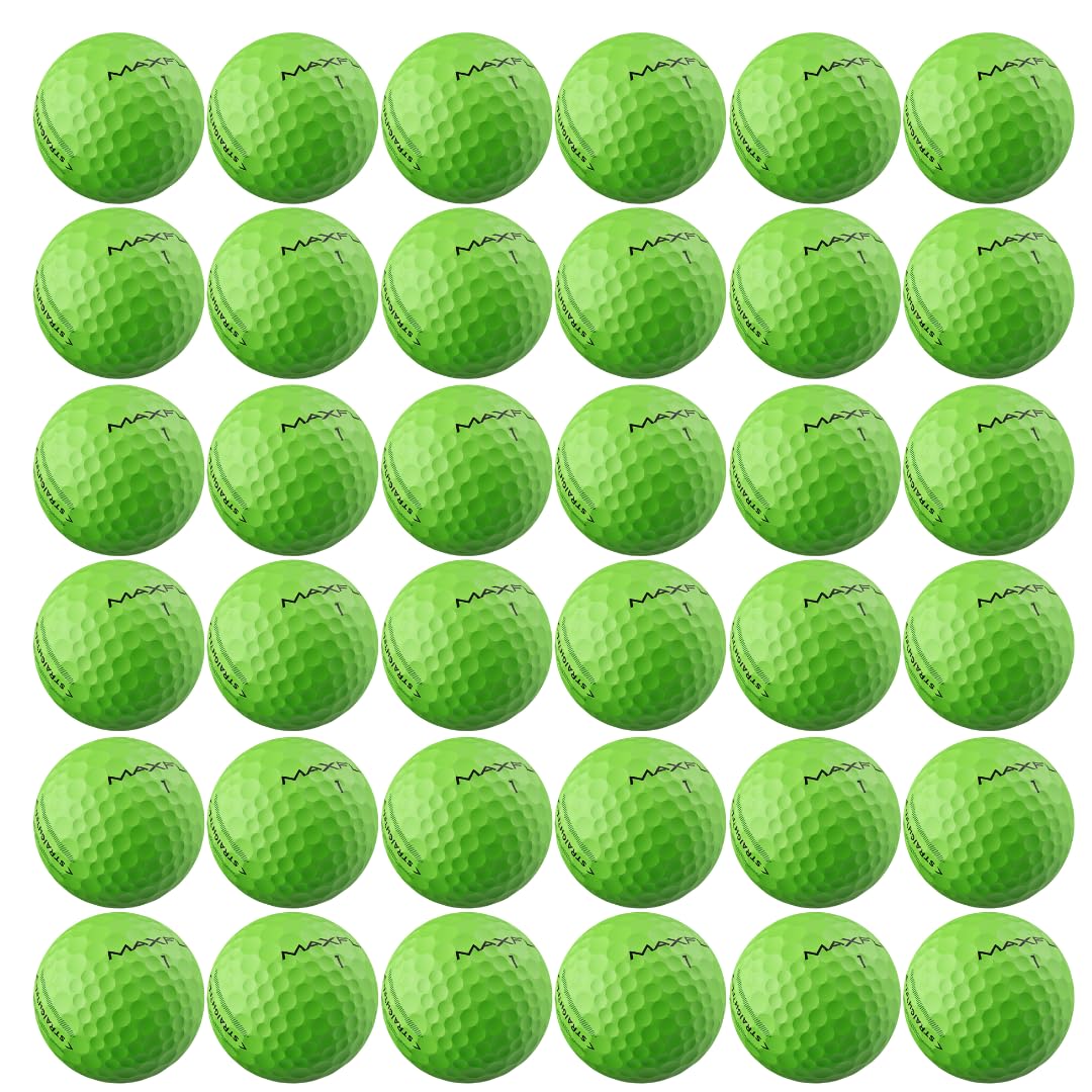 Maxfli SoftFli soft-feel core closeup highlights forgiving, comfortable impact for slower swing speeds.