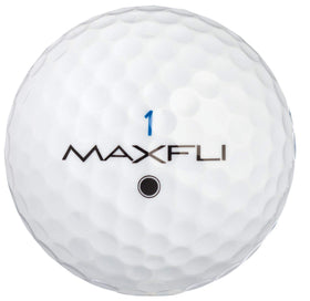Close-up of Maxfli SoftFli Gloss golf balls highlighting soft feel and glossy cover.