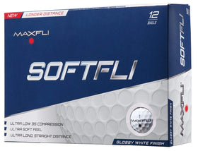 Maxfli SoftFli Gloss golf balls on a tee shot, enhancing visibility and control.