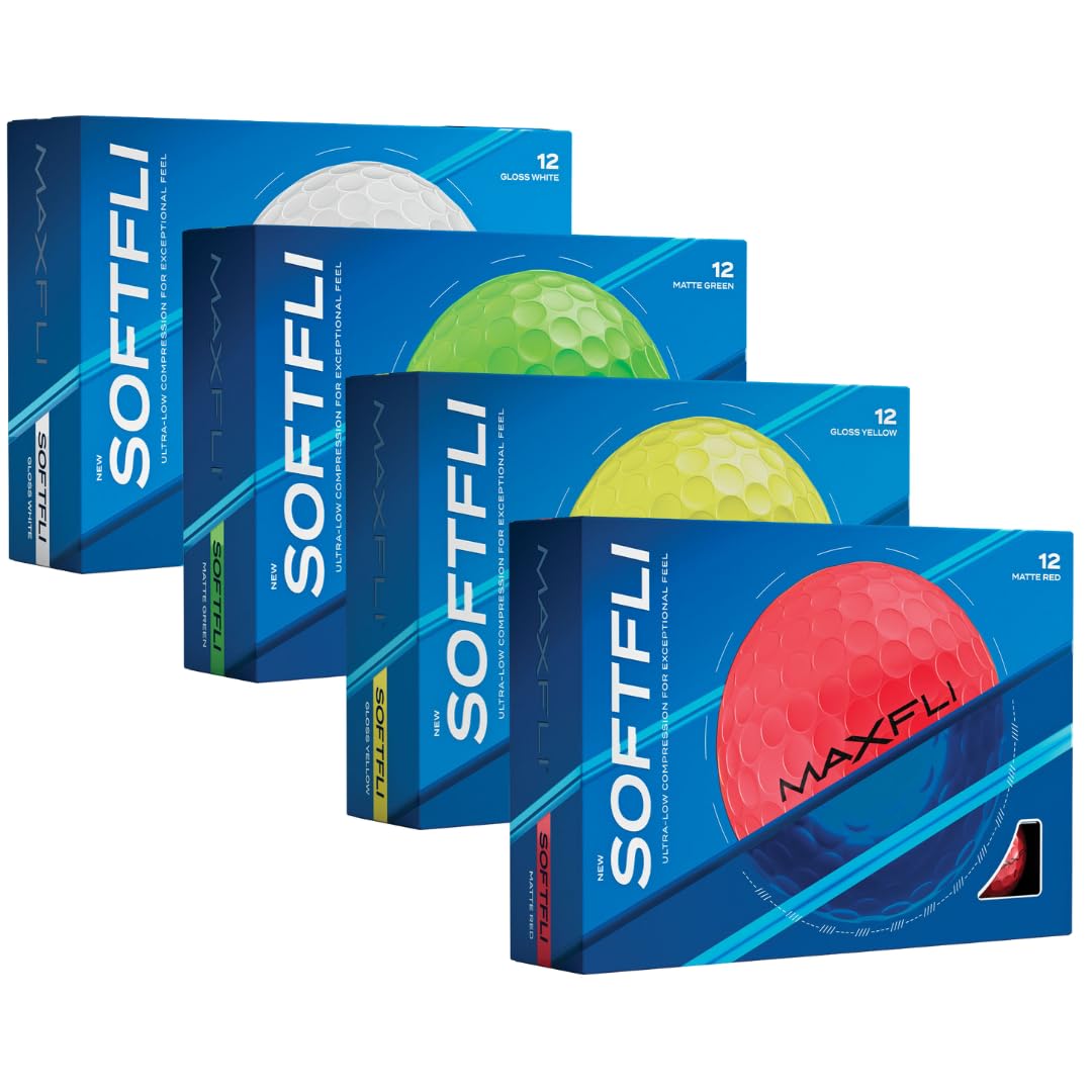 Maxfli Softfli Gold ball with gloss white finish for easy on course visibility.