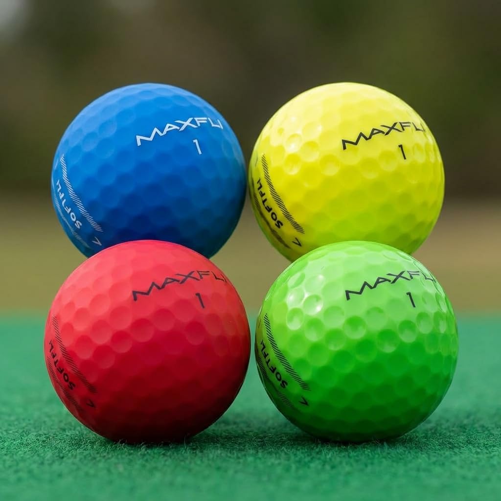 Maxfli Softfli Gold ball with gloss yellow finish for bright visibility in rough.