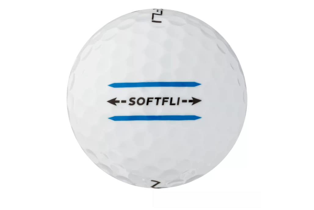 Maxfli Softfli Matte ball with enhanced alignment aid for aiming.