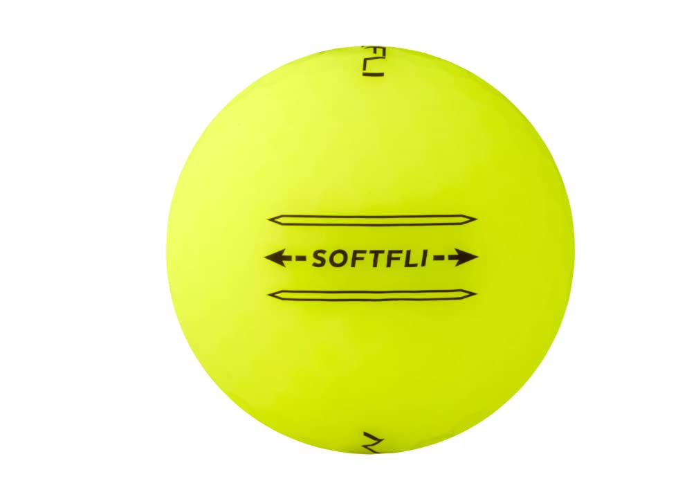 Maxfli Softfli Matte Yellow golf ball in flight illustrating distance potential