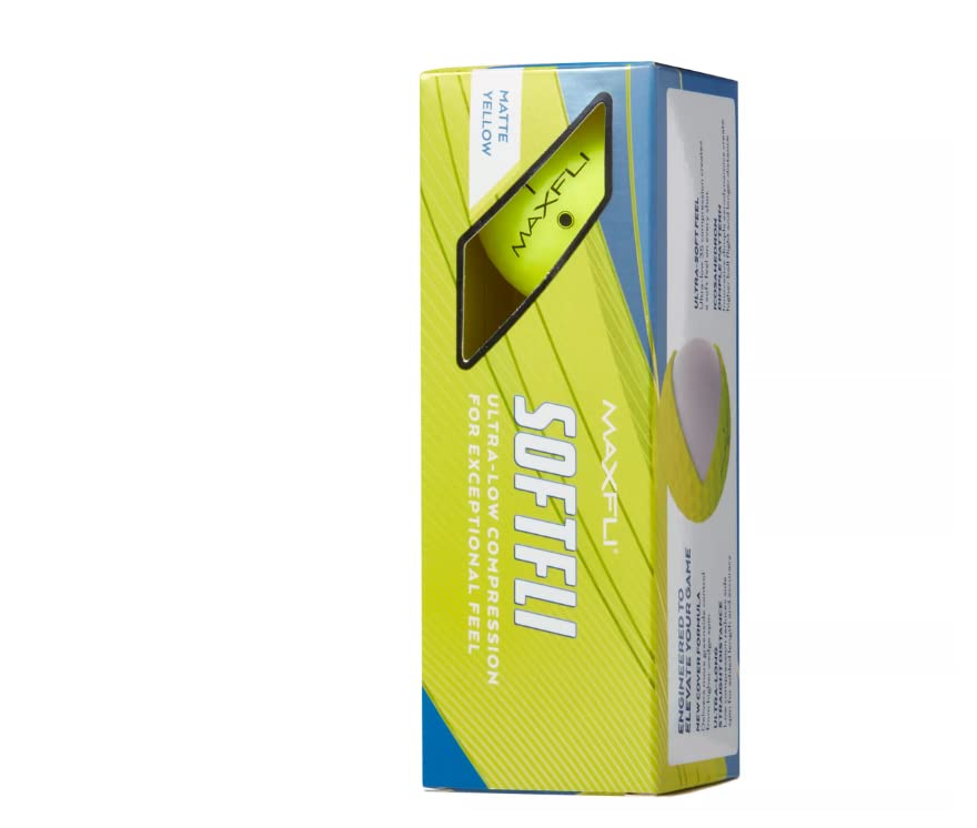 Maxfli Softfli Matte Yellow ball on green demonstrates visibility on approach
