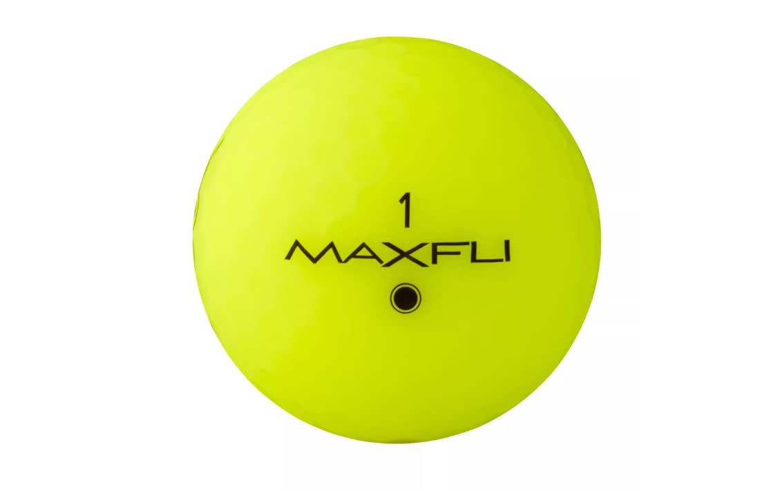 Maxfli Softfli Matte Yellow golf ball closeup texture shows soft feel
