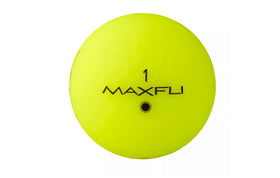 Maxfli Softfli Matte Yellow golf ball closeup texture shows soft feel