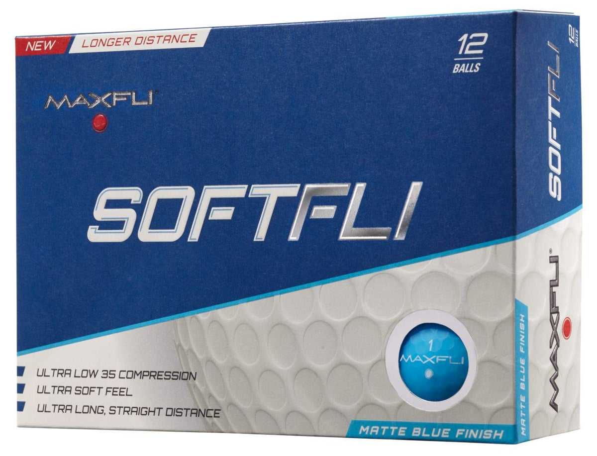 Maxfli SoftFli Matte golf ball blue front view with matte finish for visibility
