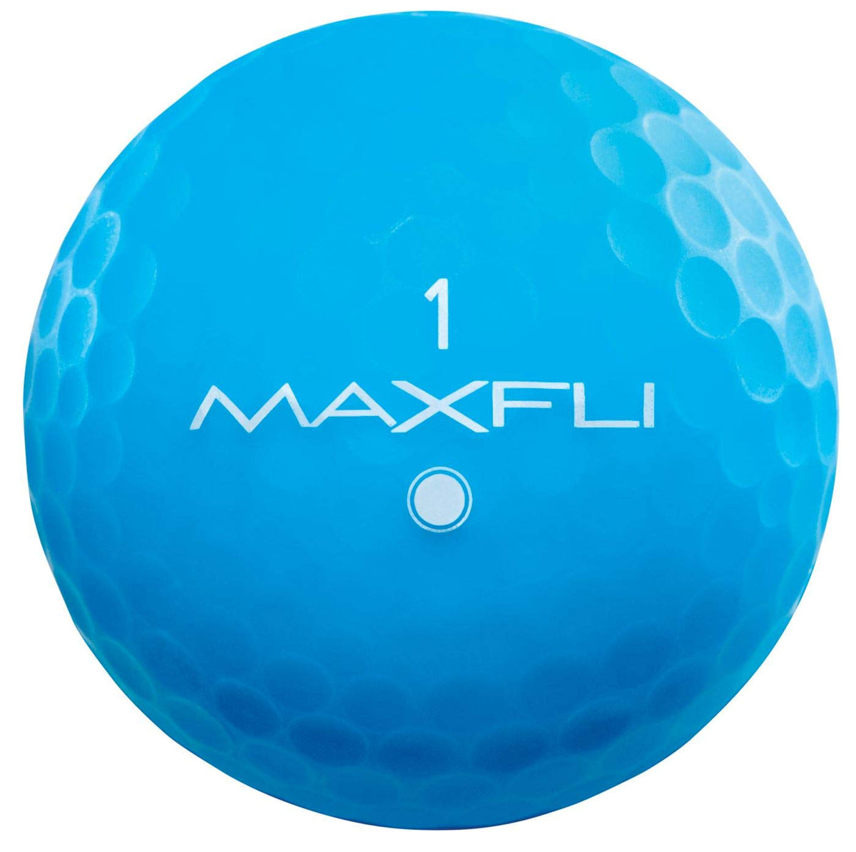 Maxfli SoftFli Matte blue ball shown at a tee shot for easy tracking