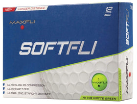 Maxfli SoftFli Matte golf balls in a pack, soft feel and high visibility.