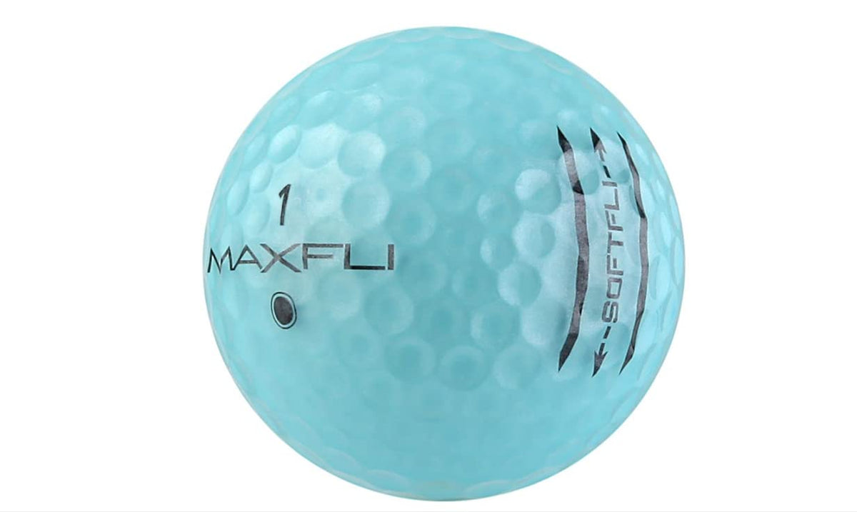 Maxfli Softfli white translucent ball offers clear visibility against grass