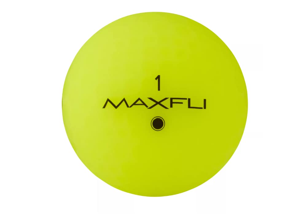 Maxfli Straightfli close-up of cube octahedron dimples for consistent launch.