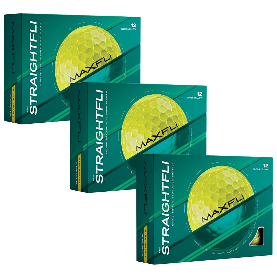 Maxfli StraightFli gloss yellow balls boost visibility for straighter shots