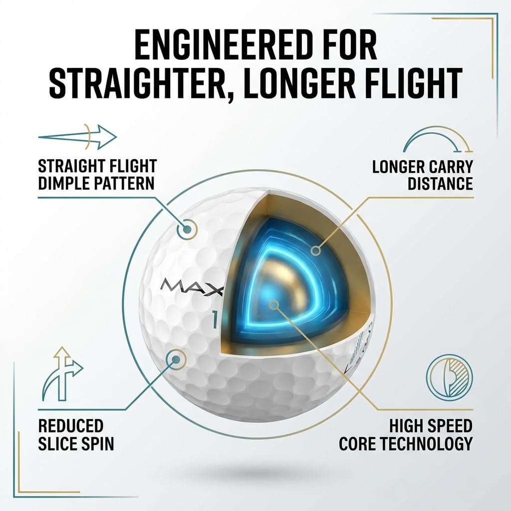 Maxfli StraightFli low-spin core designed for smoother distance.