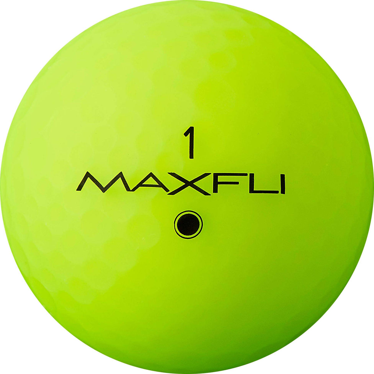 Maxfli StraightFli matte green golf ball, front view, enhanced visibility for easier aiming.