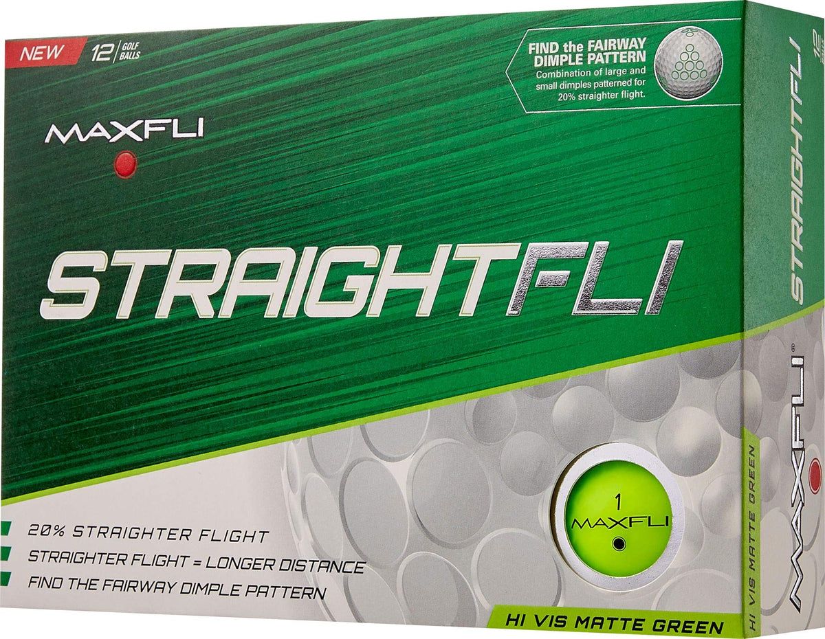 Maxfli StraightFli matte green golf ball on green showing greenside feel and control around the cup.