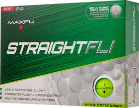 Maxfli StraightFli matte green golf ball on green showing greenside feel and control around the cup.