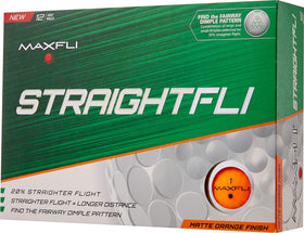 Maxfli StraightFli matte orange ball on green shows visibility and greenside feel