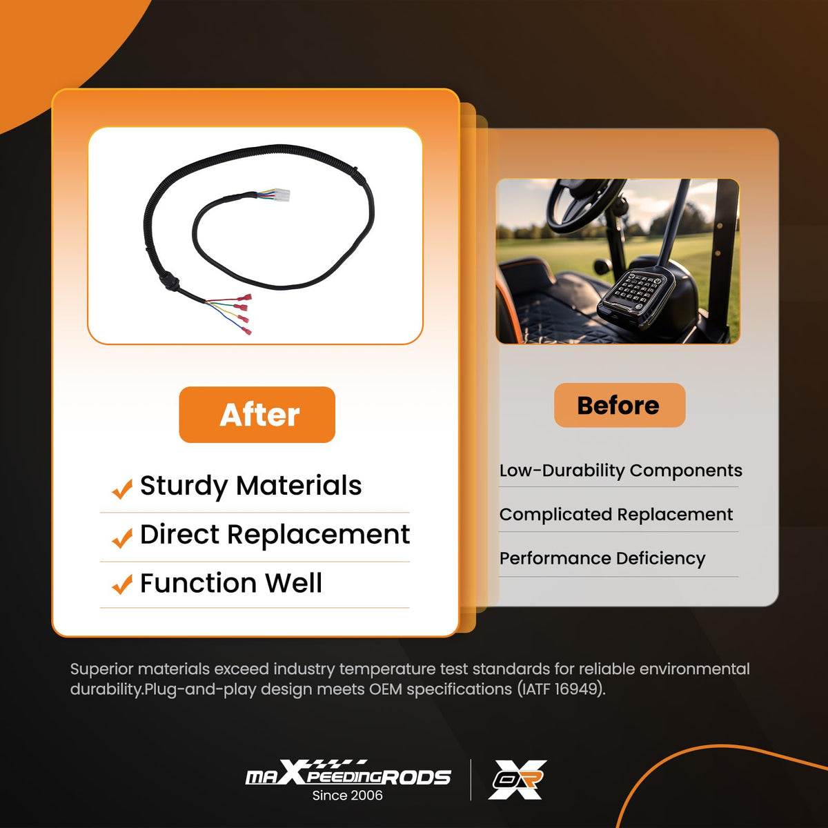 maXpeedingrods warranty backed harness for peace of mind