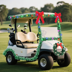 Maysing complete Christmas golf cart decor set enables quick, tool-free setup.