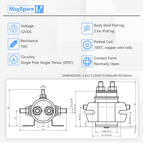 MaySpare solenoid relay side terminals showing dual battery connections for versatile wiring.