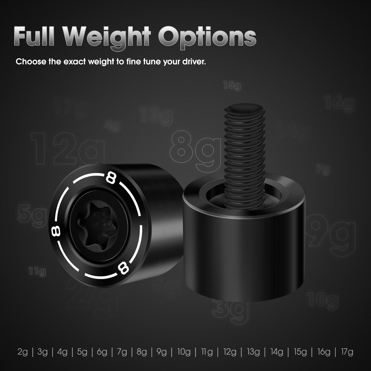 Maysun weight screw installs quickly with minimal risk of driver head damage.