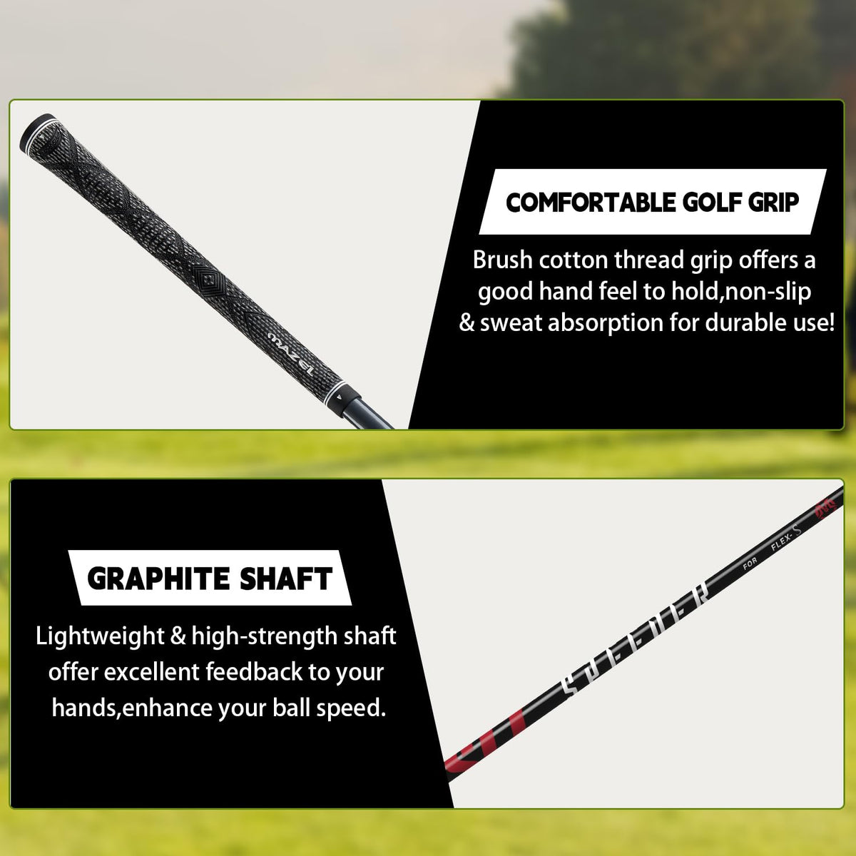 MAZEL 460CC Driver cotton-brushed grip for steadier control